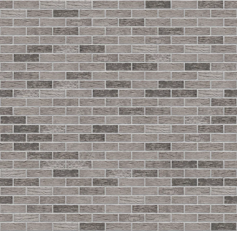 Aztec Ghost thin brick with Light Gray joints