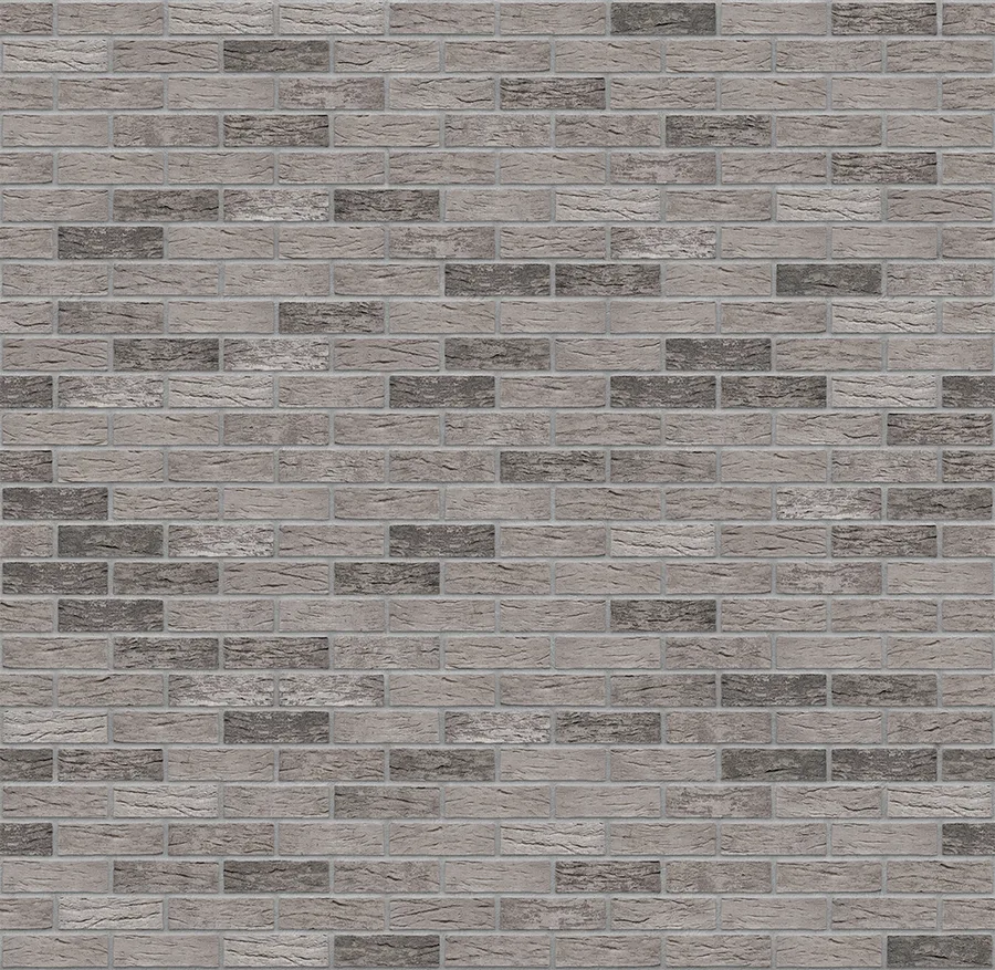 Aztec Ghost thin brick with Medium Gray joints