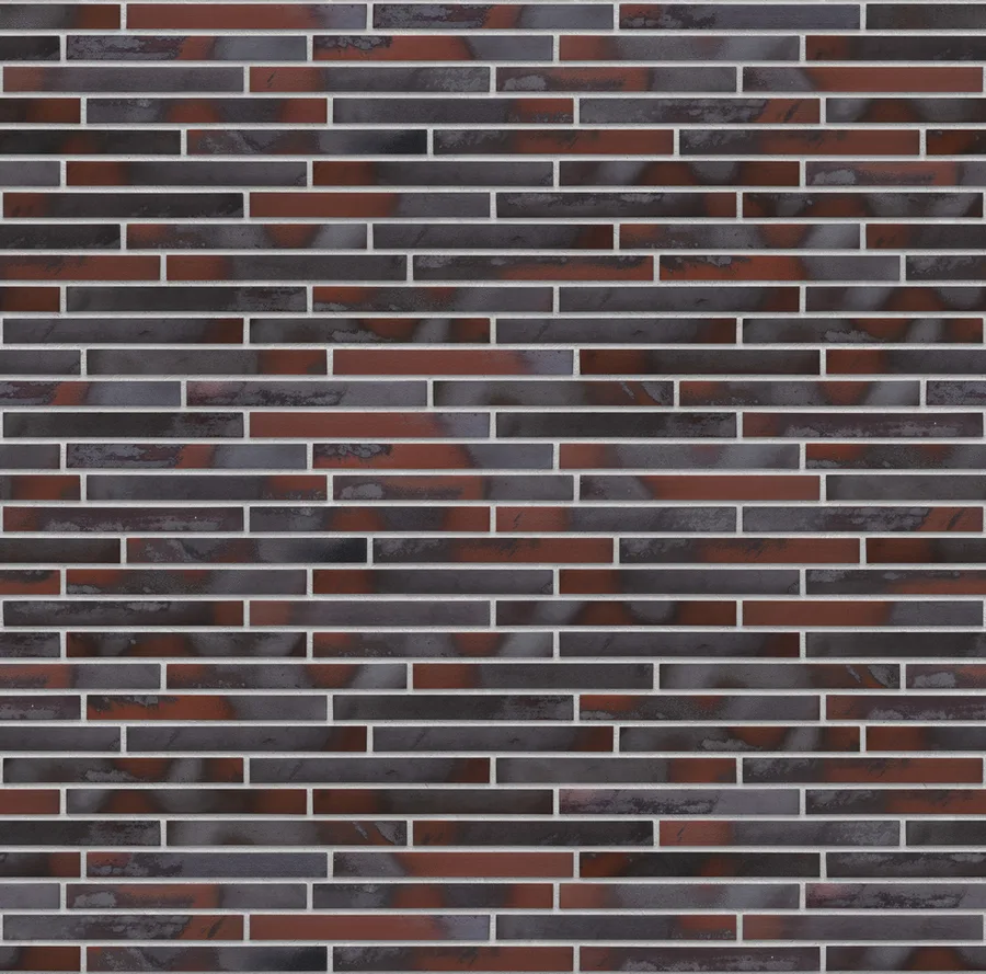 Iron Clay thin brick with Light Gray joints