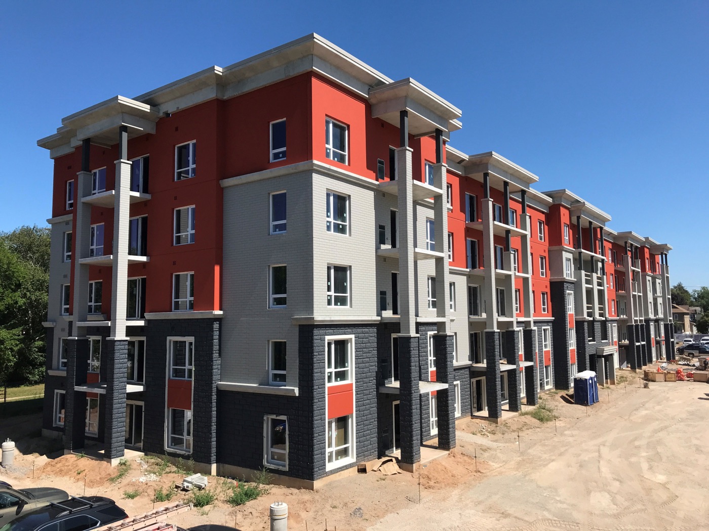 Apartment building with pattern precast panels, cast on Solocast Seamless liners