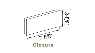 Closure, 3-5/8 by 7-5/8 in., as the maker draws it