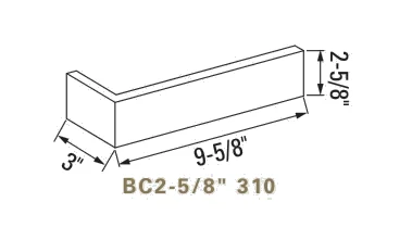 Kingsize corner, BC2-5/8 310, 2-5/8 by 9-5/8 in., 3 in. return, as the maker draws it