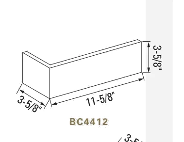 Utility corner, BC4412, 3-5/8 by 11-5/8 in., 3-5/8 in. return, as the maker draws it