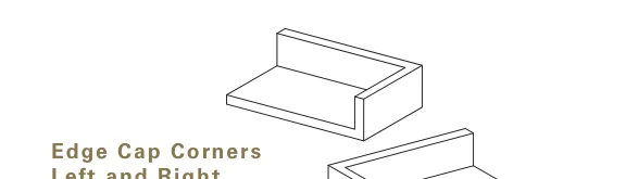Edge cap corners, left and right, Three sided. Same dimensions as the edge caps., as the maker draws it