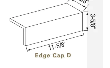 Edge cap D, 3-5/8 by 11-5/8 in., 3-5/8 in. cap, as the maker draws it