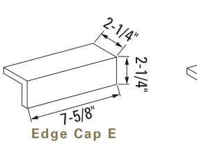Edge cap E, 2-1/4 by 7-5/8 in., 2-1/4 in. cap, as the maker draws it