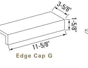 Edge cap G, 1-5/8 by 7-5/8 in., 3-5/8 in. cap, as the maker draws it