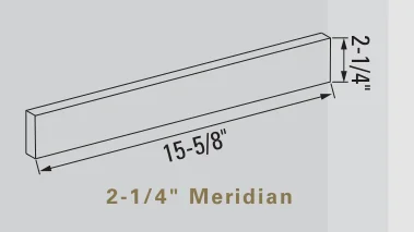 2-1/4 in. Meridian, 2-1/4 by 15-5/8 in., as the maker draws it