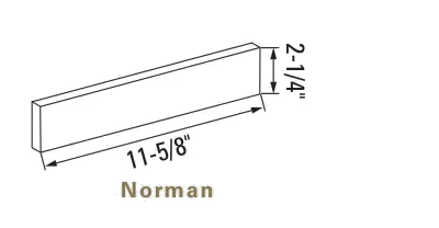 Norman, 2-1/4 by 11-5/8 in., as the maker draws it