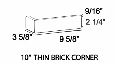 10 in. corner, 2-1/4 by 9-5/8 in., 3-5/8 in. return, as the maker draws it