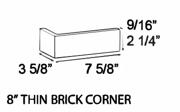 8 in. corner, 2-1/4 by 7-5/8 in., 3-5/8 in. return, as the maker draws it
