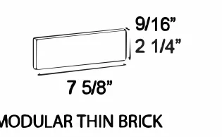 Modular, 2-1/4 by 7-5/8 by 9/16 in., as the maker draws it