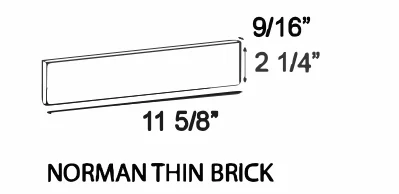 Norman, 2-1/4 by 11-5/8 by 9/16 in., as the maker draws it