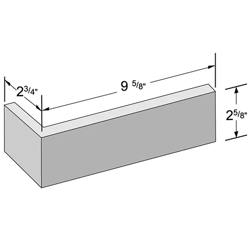 King corner, 2-5/8 by 9-5/8 in., 2-3/4 in. return, as the maker draws it