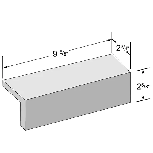 King edge cap, 2-5/8 by 9-5/8 in., 2-3/4 in. cap, as the maker draws it