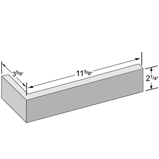 Norman corner, 2-1/4 by 11-5/8 in., 3-5/8 in. return, as the maker draws it