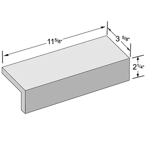 Norman edge cap, 2-1/4 by 11-5/8 in., 3-5/8 in. cap, as the maker draws it
