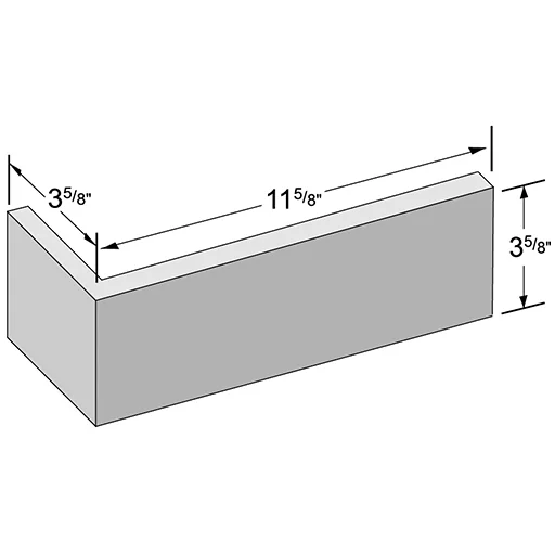 Utility corner, 3-5/8 by 11-5/8 in., 3-5/8 in. return, as the maker draws it