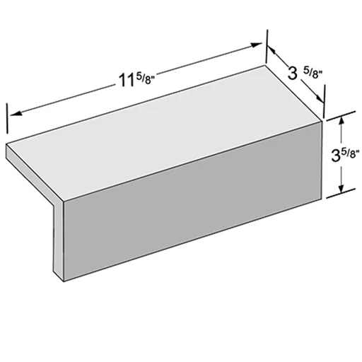 Utility edge cap, 3-5/8 by 11-5/8 in., 3-5/8 in. cap, as the maker draws it