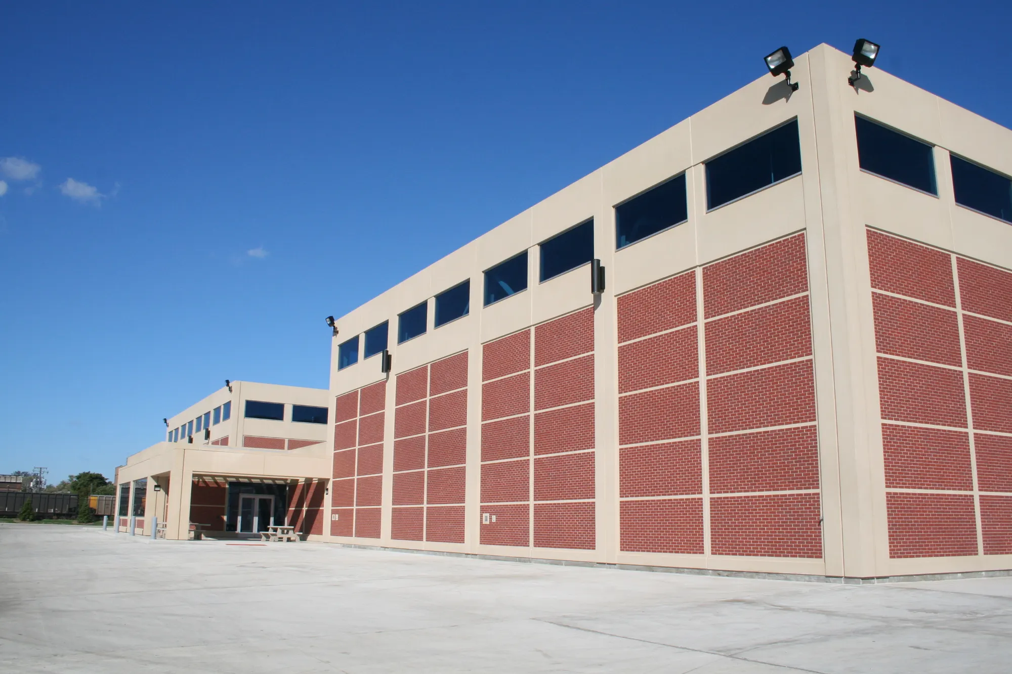 Chicago Laborers Training Center, precast panels with inset brick fields