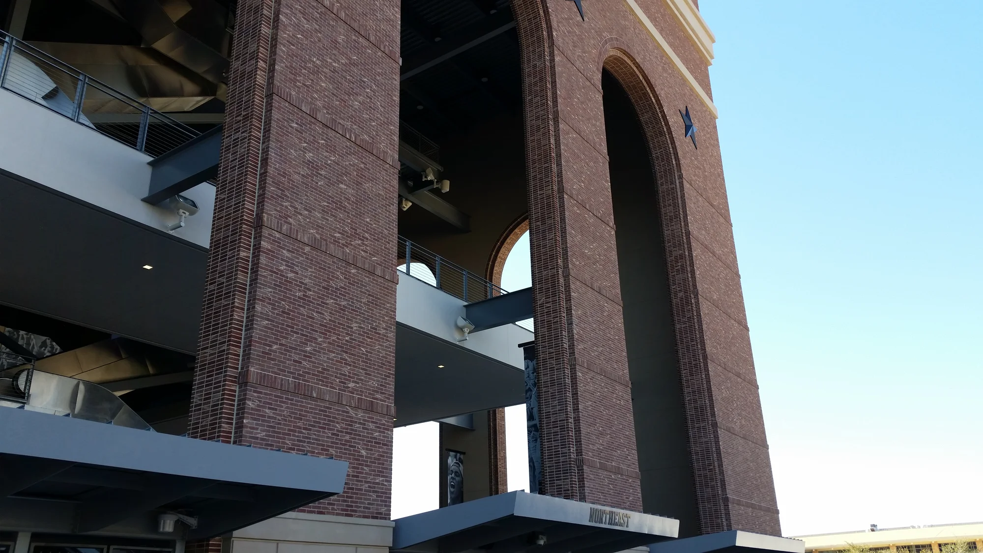 Brick-faced precast arches during erection at Kyle Field, Texas A&M