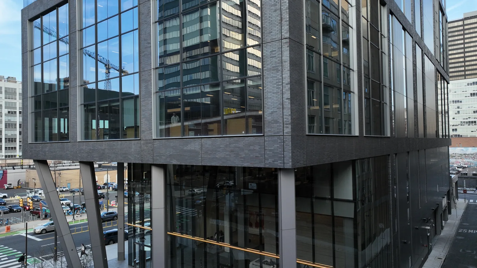 Obsidian Shadow thin brick on the precast columns and spandrels, 2222 Market Street