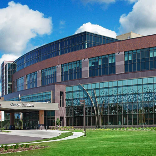 Avera McKennan Hospital, Sioux Falls, South Dakota, faced in Endicott Medium Ironspot #46, Medium Ironspot #77