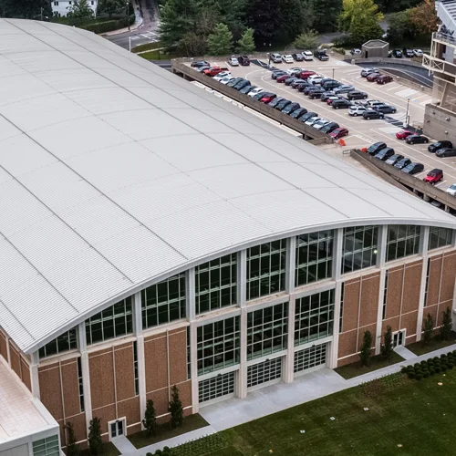 Boston College, Fish Field House, Chestnut Hill, Massachusetts, faced in Endicott Desert Ironspot Dark, Coppertone
