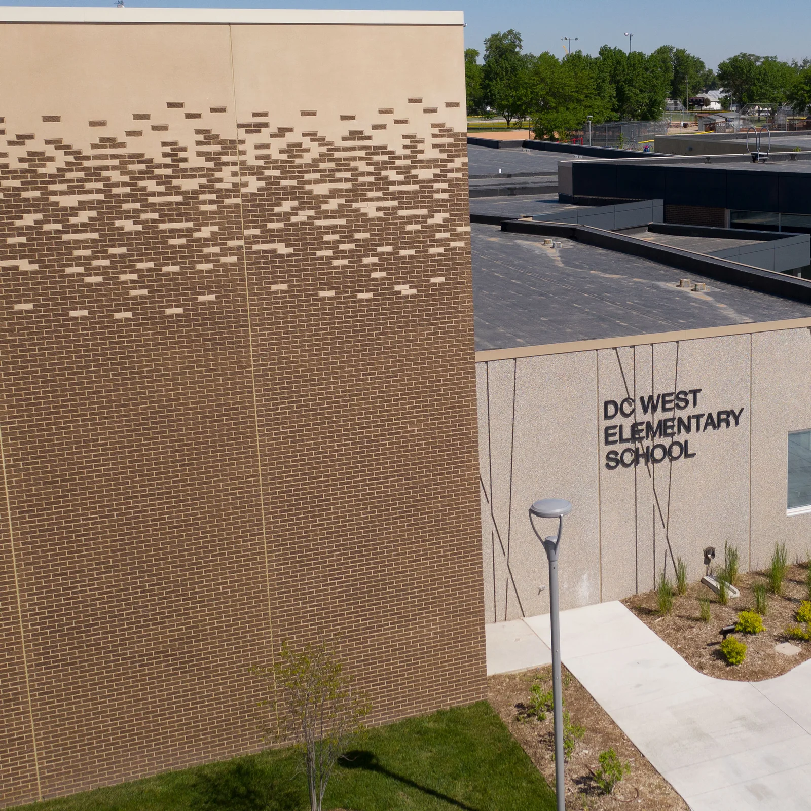 DC West Elementary School, Valley, Nebraska, faced in Endicott Dark Sandstone